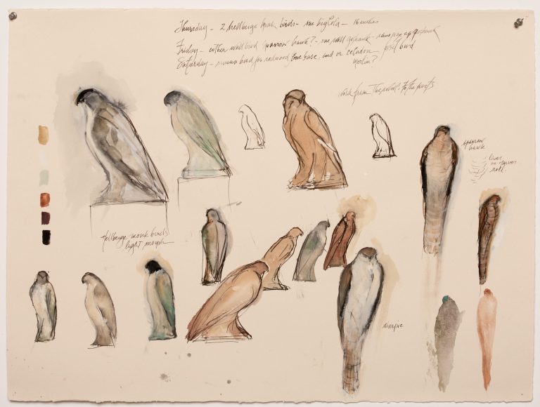 Jane Rosen Celadon Study 2012 goache watercolor sumi ink H 22 x W 30 inches 768x580