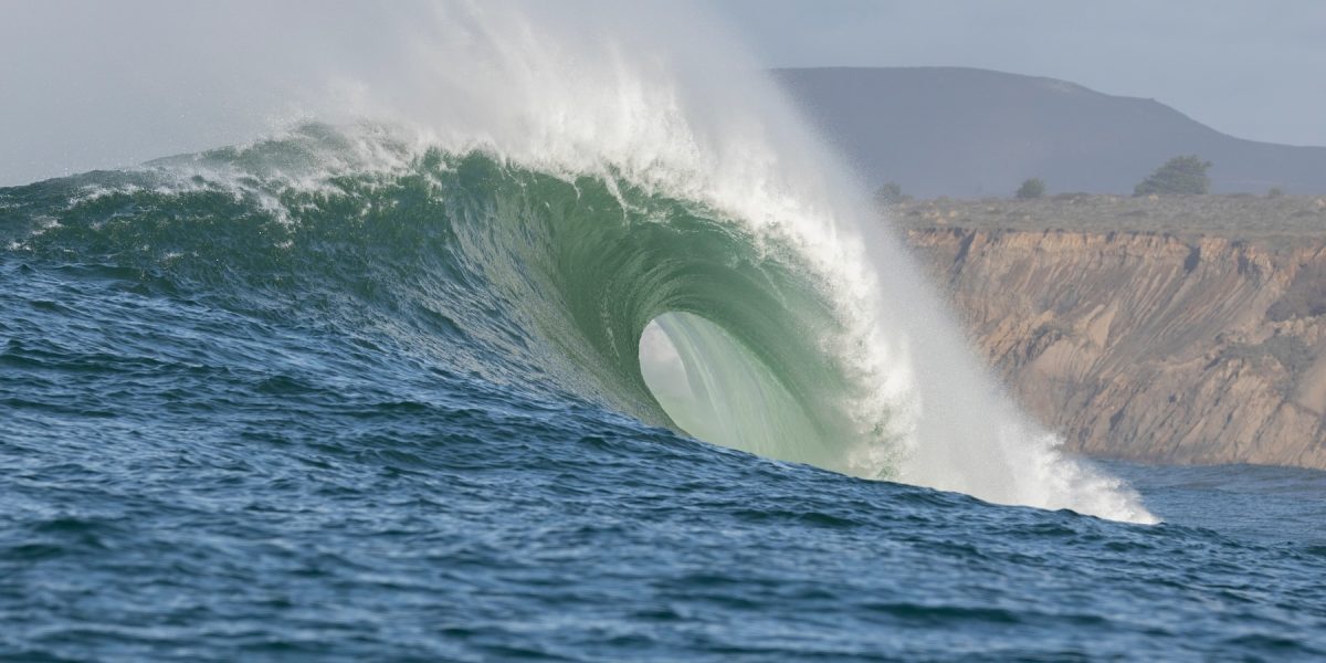 Big Wave Cresting at Mavericks Surf Spot