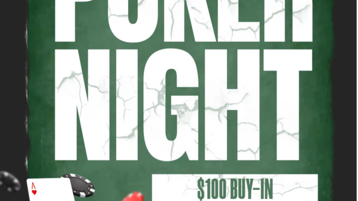 Poker Night poster for Half Moon Bay Lions Club, October 9, 2025, with $100 buy-in and event details.