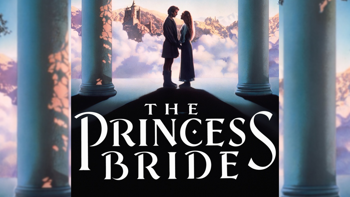 The Princess Bride poster with a couple standing between columns above the title text.